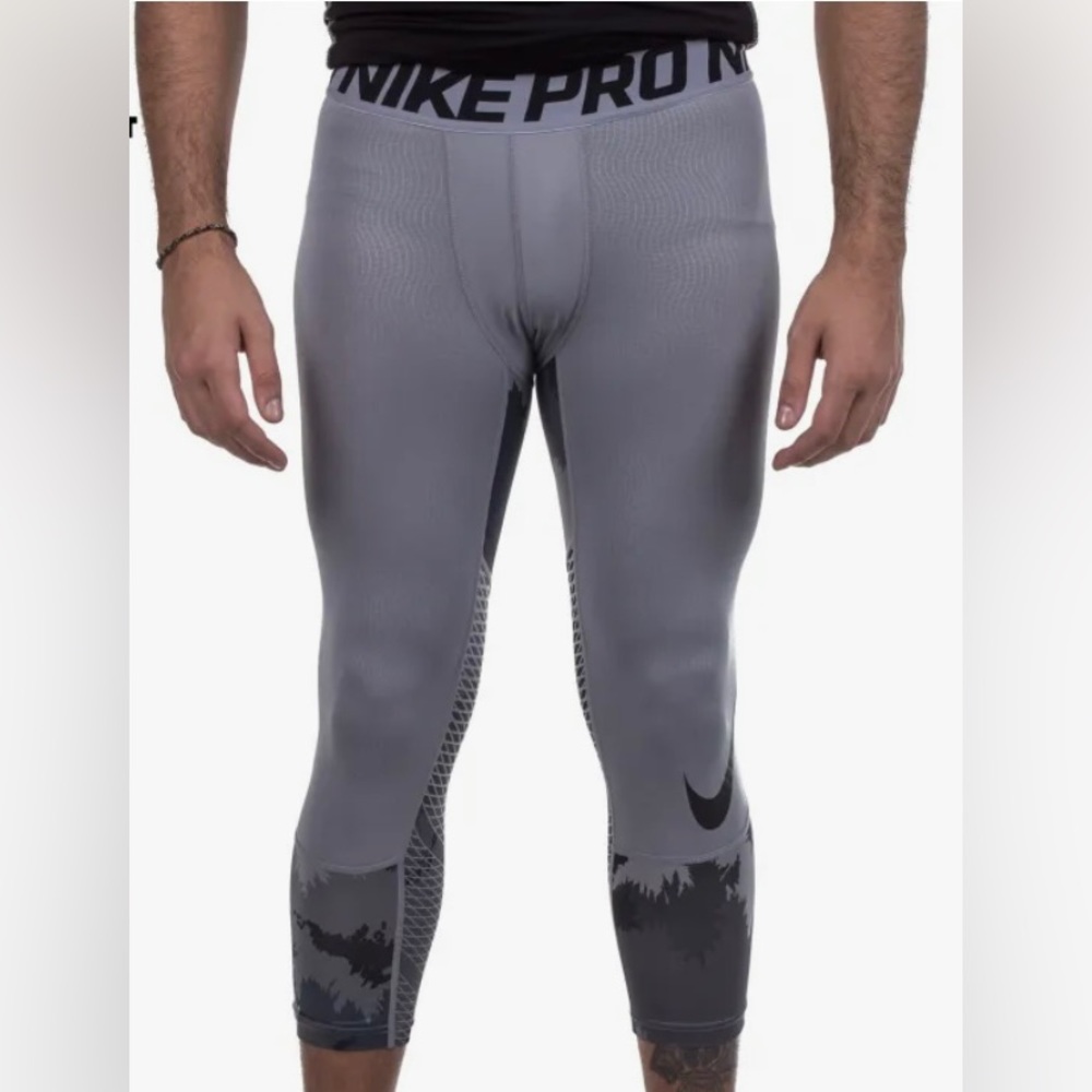 Nike Pro Hypercool 3/4 Compression Tights Legging Mens Size Large Gray Camo